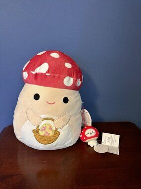 NWT Squishmallow 12” Malcolm the Mushroom Plush & 2” Mushroom Munchkin Mascot